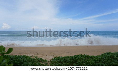 Strong wave on sand beach      