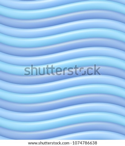 Vector seamless pattern with 3d blue wavy strips