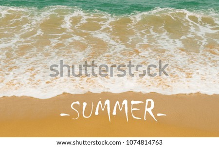Sand, sea, sky and beach background with tropical beach and summer day.