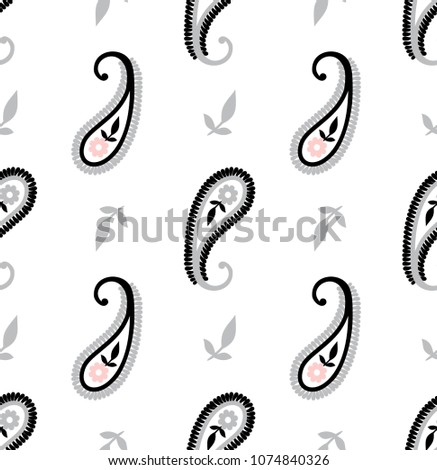 Paisley.Seamless vector pattern.Traditional ethnic pattern. Brushwork by hand. Black and white vector image.
