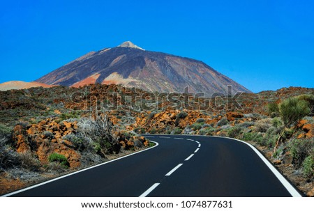 Beautiful mountain road in Tenerife. Road travel concept. Car travel adventure