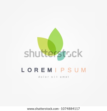 Green Leaf Icon Vector Illustrations Royalty-Free Stock Photo #1074884117