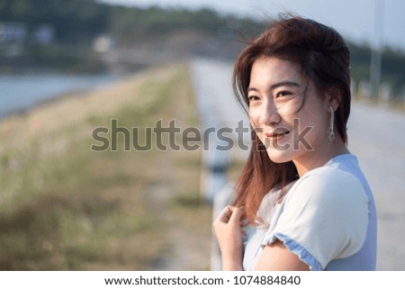 Portrait of Asian woman in  traveler photography,Life style concept