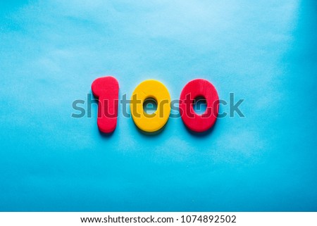 100 years old celebrating classic logo. Colored happy one hundred numbers. Greetings celebrates card. Traditional digits of ages.  Sale, birthday, special prize, % off concept.