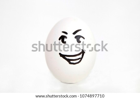 egg with smile on white background