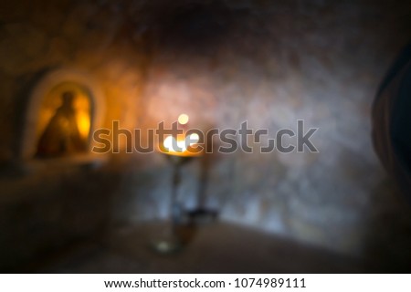 Blurred picture for background. Savvino-Storozhevsky Monastery, savva underground cave, Zvenigorod Moscow region