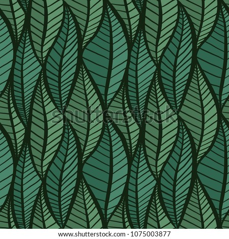 Seamless green texture with stylized leaves. Vector pattern for wallpaper, fabrics and your creativity