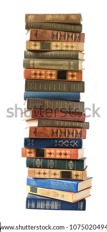 book pile isolated on white background
