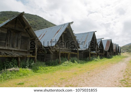 Traditional wooden depots in Bezirgan highlands, Kalkan-Turkey.