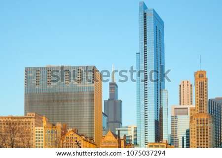 Skyline of Michigan Avenue Magnificen Mile in Chicago, Illinois, USA