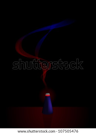 Cone of incense emits purple and red smoke (contains gradient mesh)