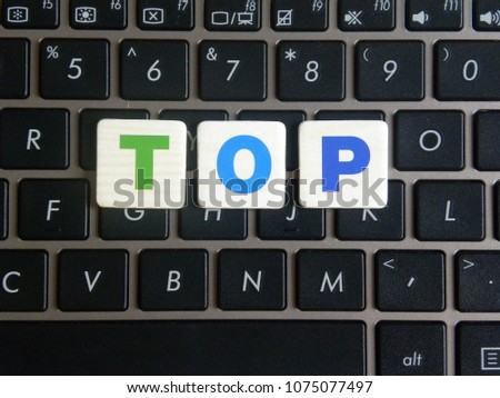Word Top on keyboard background