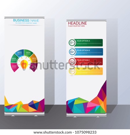 Geometric colorful roll up business banner design vertical template vector, advertising presentation abstract geometric background, modern publication display and flag-banner, layout in rectangle size