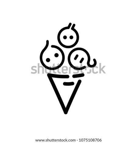 Family Ice Cream, Ice Cream Cone With People Head In Mono Line Style, Logo Template Ready For Use