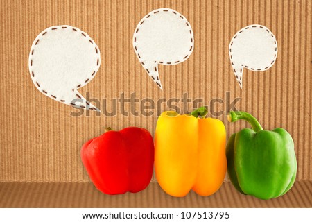 bubble fabric on brown paper with colorful pepper