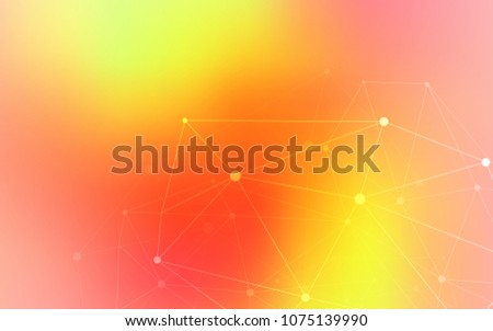 Light Red, Yellow vector cover with spots, lines. Design with connection of dots and lines on colorful background. New design for ad, poster, banner of your website.