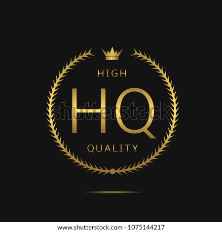High quality label. Golden laurel wreath, sale promotion icon