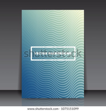 Bright Wavy Lines on Blue Background with Heavy Frame and Text - Abstract Editable Flyer Template Vector Illustration