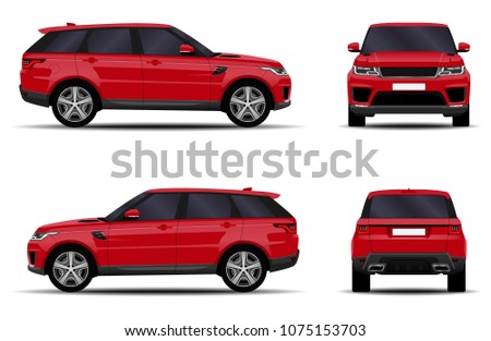 realistic SUV car. front view; side view; back view. Royalty-Free Stock Photo #1075153703