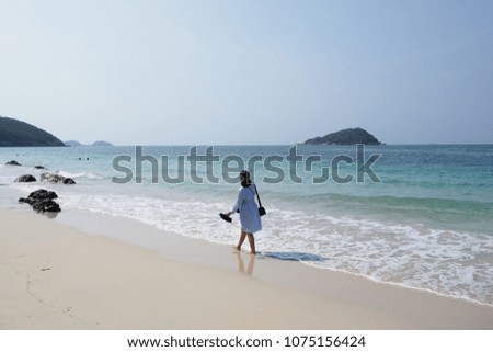 Sand and wave on beach in holiday concept so relax