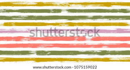 Creative watercolor brush stripes seamless pattern. Green, purple, pink  and mustard paintbrush lines horizontal seamless texture for backdrop. Hand drown paint strokes graffiti artwork. For textile.