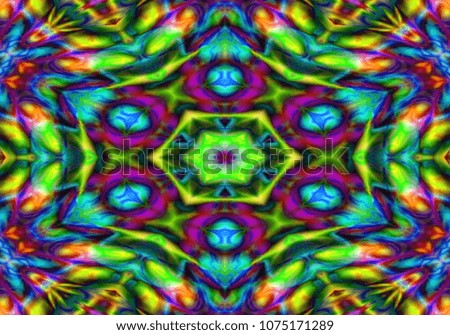 Modern floral pattern. Raster illustration. For design, e Wallpaper, print, fashion . psychedelic background..Decorative ornament, three-dimensional pattern,