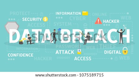 Data breach concept illustration. Idea of hacking and spying. Royalty-Free Stock Photo #1075189715