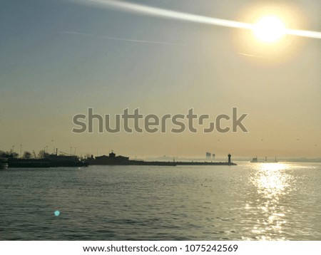Istanbul silhouette on the sea, Turkey