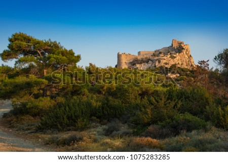 Kastelos castle on hill of Kritinia (island of Rhodes, Greece)
