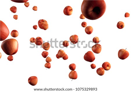 3D rendering. Falling red, green and yello Apple on isolated background. Hi detailed 3D rendering illustration