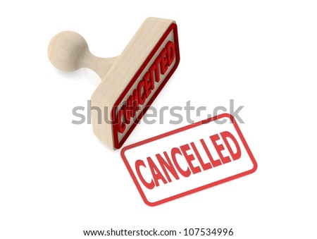 Wooden stamp with cancelled word