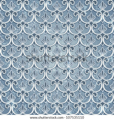 Blue seamless wallpaper in vintage style. EPS 10 vector illustration. Grunge effect can be removed in vector file.