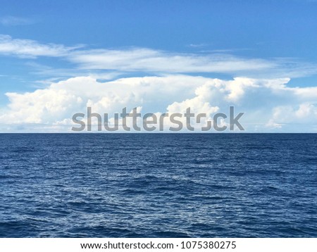 ocean, sea, Peaceful seascape horizon and blue Sky with clouds
