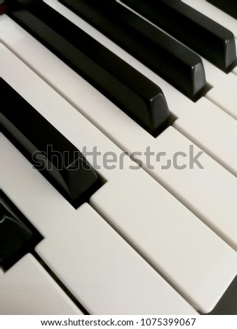 piano keys in the foreground