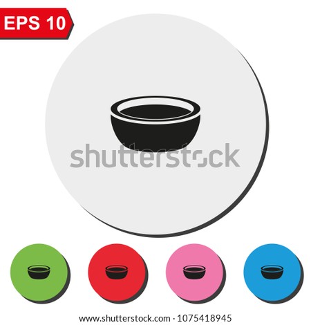 Soup bowl flat round colorful vector icon.