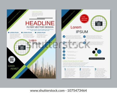 Modern geometric style business two-sided flyer, booklet, brochure cover, annual report vector design template
