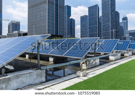 Solar and modern city skyline 