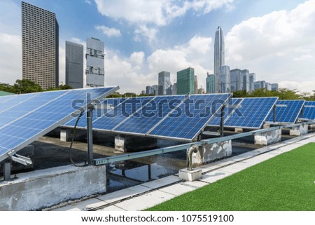 Solar and modern city skyline 