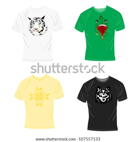 Illustration of the t-shirts with colorful drawing