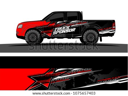 Pickup truck graphic vector. abstract star shape with grunge camouflage design for vehicle vinyl wrap 

