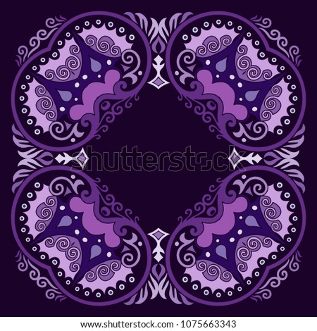 Vector abstract decorative floral ethnic  ornamental illustration. Square background
