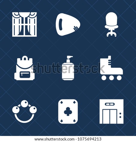 Premium set with fill icons. Such as baby, sport, chair, skate, music, lift, decoration, apartment, instrument, leisure, fun, poker, comfort, modern, window, rattle, home, backpack, elevator, school