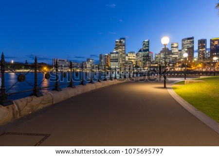 
Sydney Harbour, Downtown City Skyline at Night,