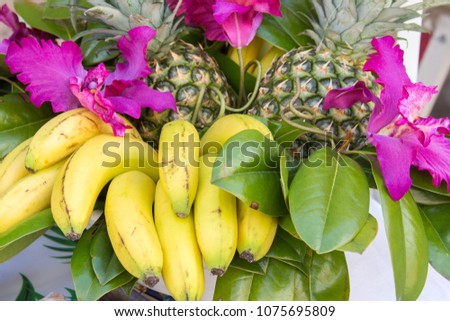 exotic fruit banana and pineapple
