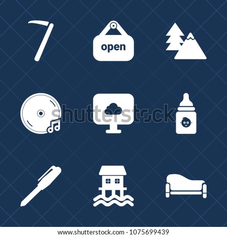 Premium set with fill icons. Such as interior, sign, milk, office, cloud, environment, spanner, hammer, tool, stationery, home, business, room, music, equipment, shop, trunk, open, nature, sound, pen