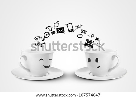 happy cups social media concept. isolated