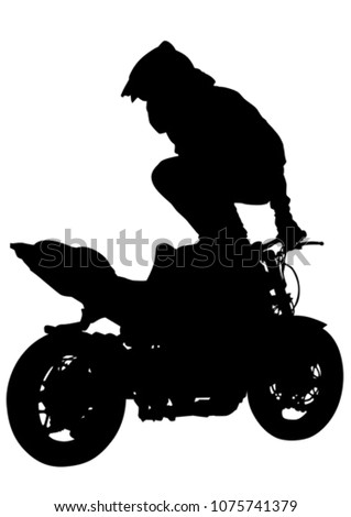 Sport motor bike and man on white background