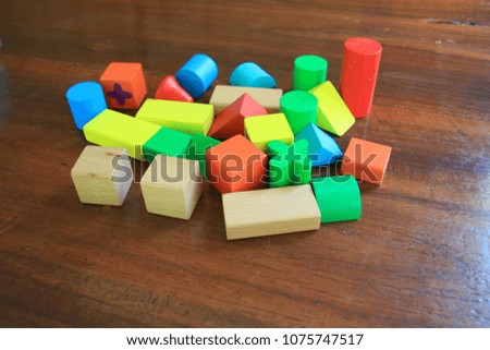 Wooden blocks colourful with blurred background.