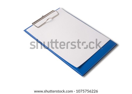 Blank paper on pad clipboard isolated on white background.With clipping path and no shadow.