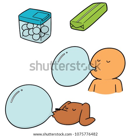 vector set of bubble gum